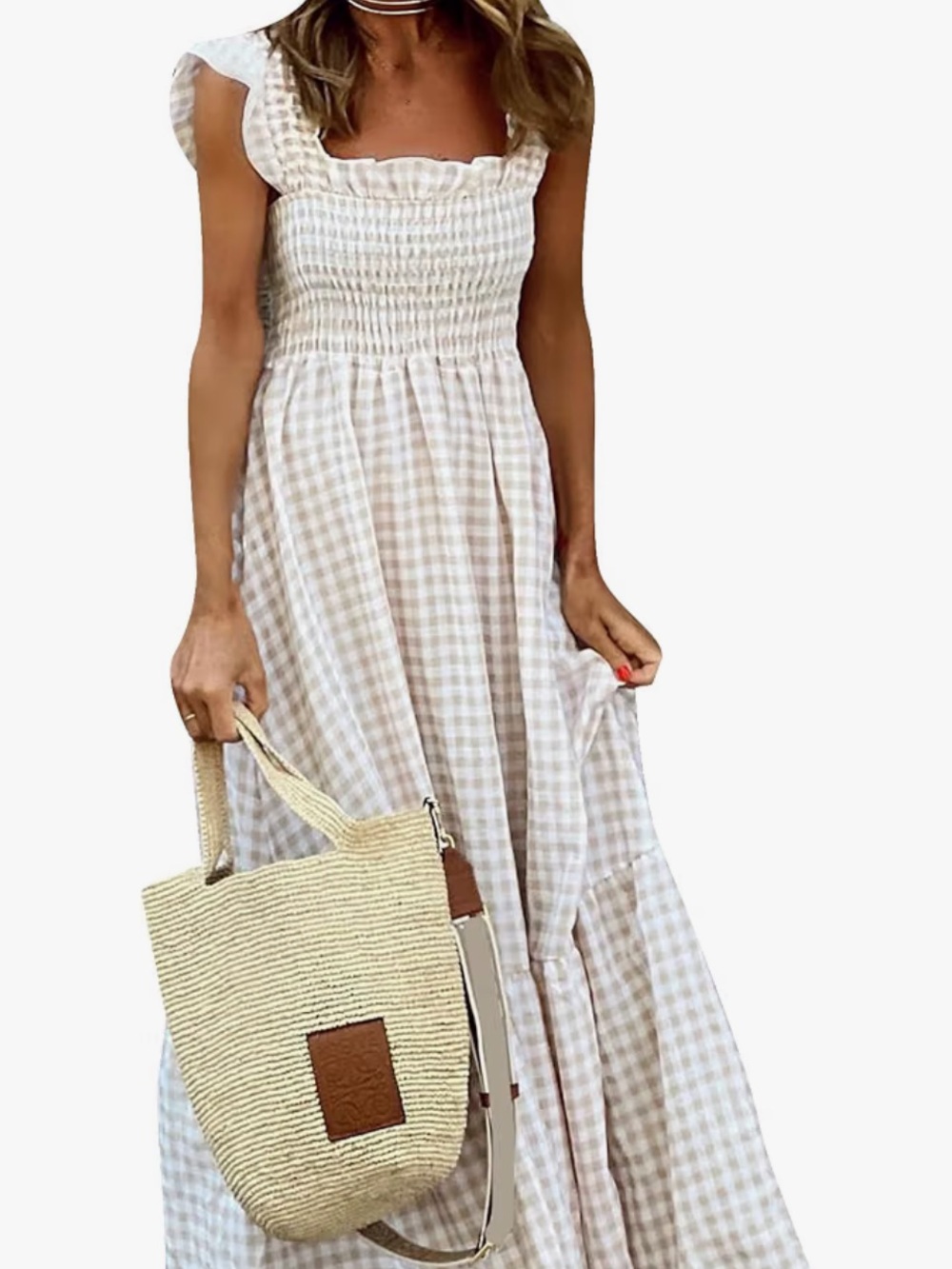 Smocked Gingham Maxi Dress - new without tags